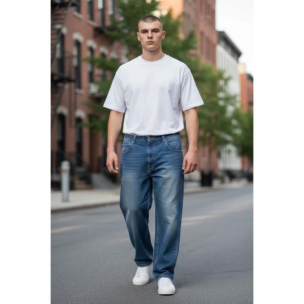 DNMI Altitude Mens‎ Jeans W48 L31 Blue Straight Leg Big Tall Button Zip Big&Tall